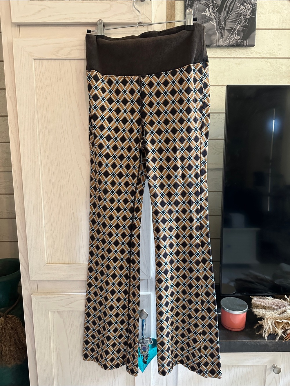 Free People Brown Plaid Wide-Leg Maternity Pants